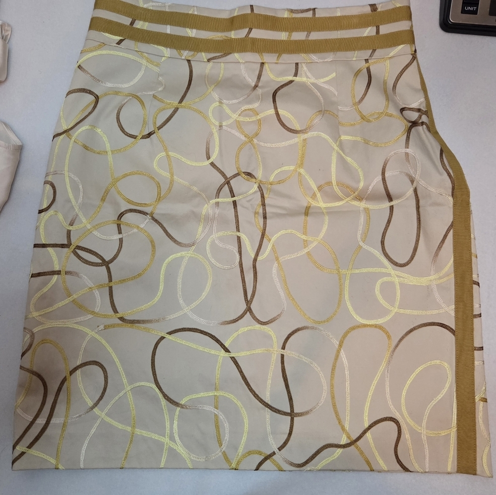 Antonio Milani Size 10 Pencil Skirt Ribbon Embroidery